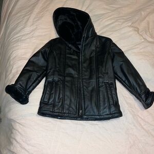 Girls 7/8 Wilson leather jacket- fur lined